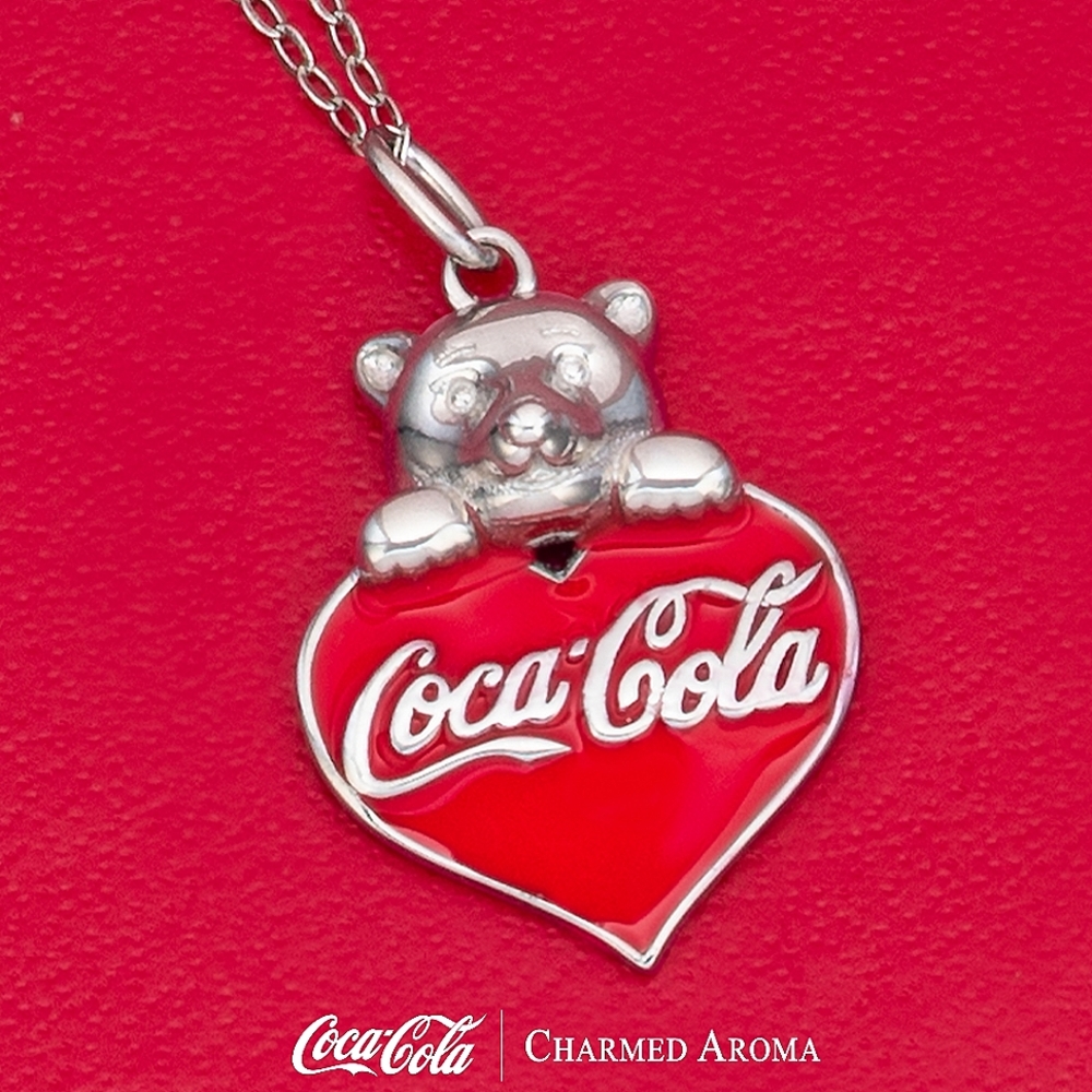 Coke / Coca Cola Polar Bear Heart Necklace, Charmed Aroma Coke Collaboration